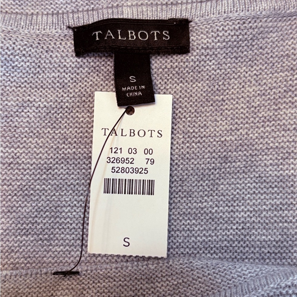 Talbots Gray Sweater Colorful Stripes Faux Buttoned Sleeve Women's Small NWT - Picture 2 of 11